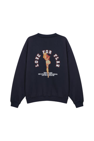 "SHY GIRL" PRINT SWEATSHIRT NAVY