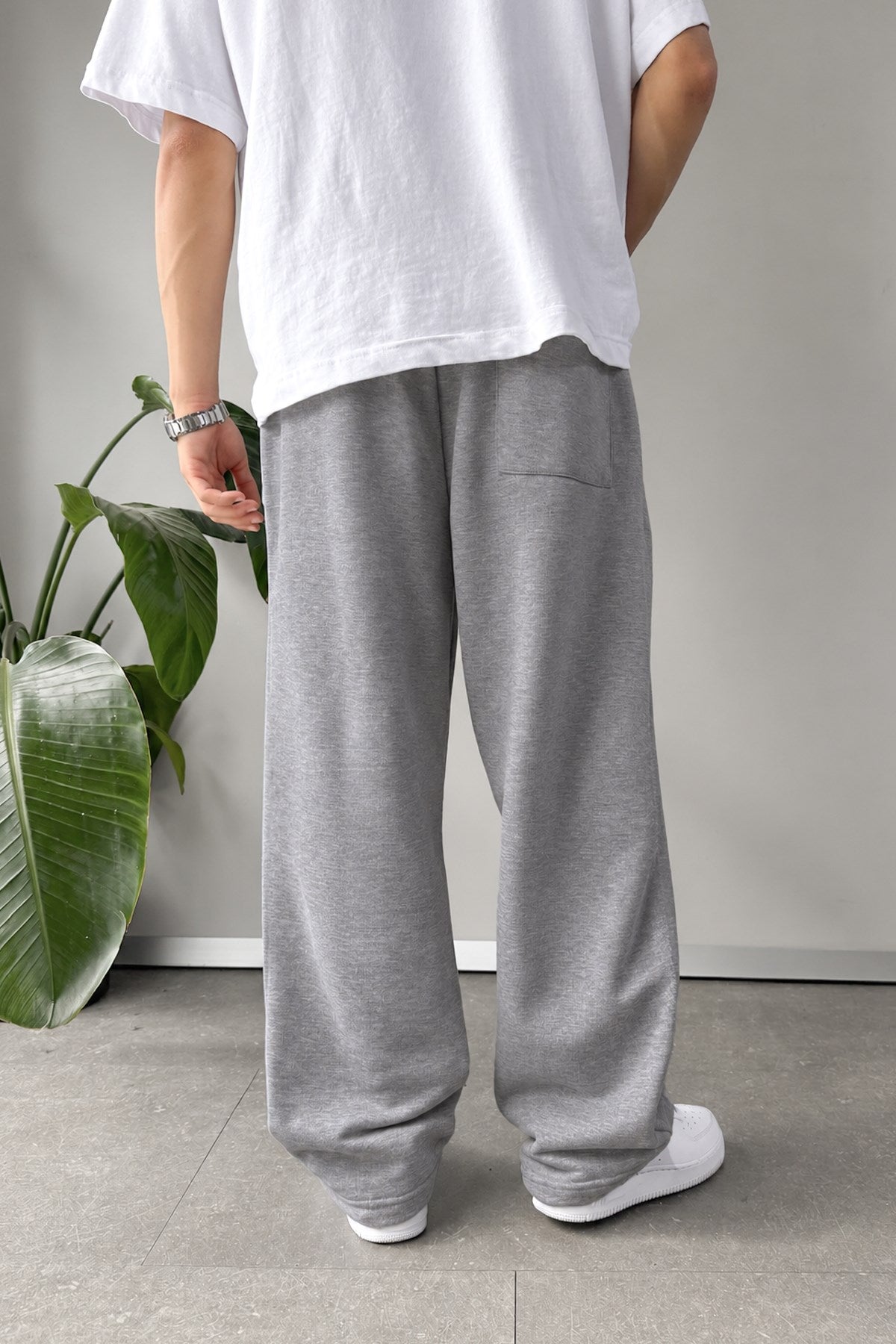 Adjustable Leg Basic Sweatpants Grey
