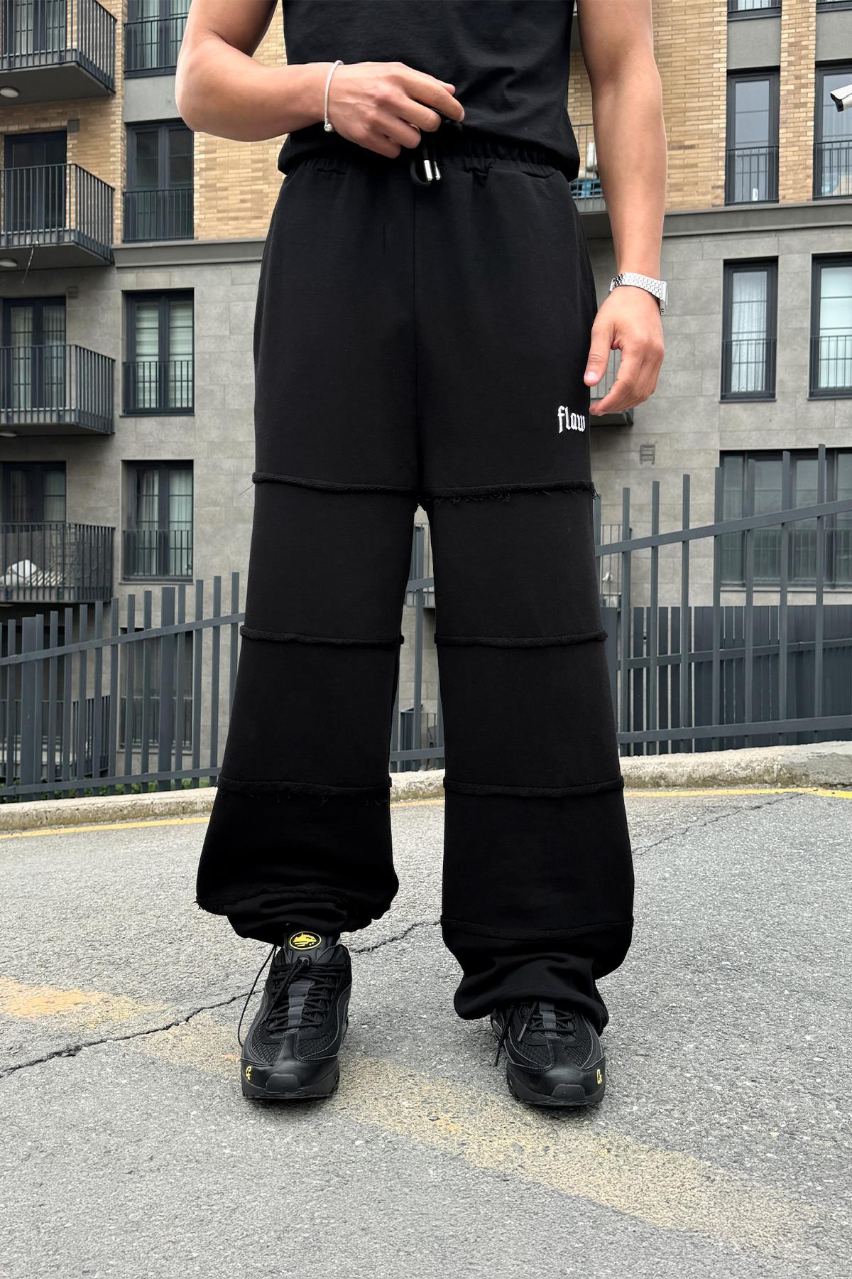 Bad Layers Oversize Sweatpants with Elastic Waistband, Black