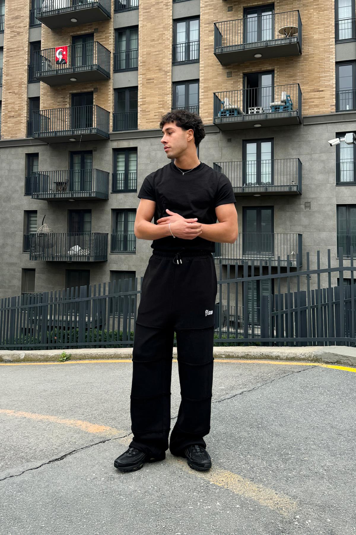 Bad Layers Oversize Sweatpants with Elastic Waistband, Black