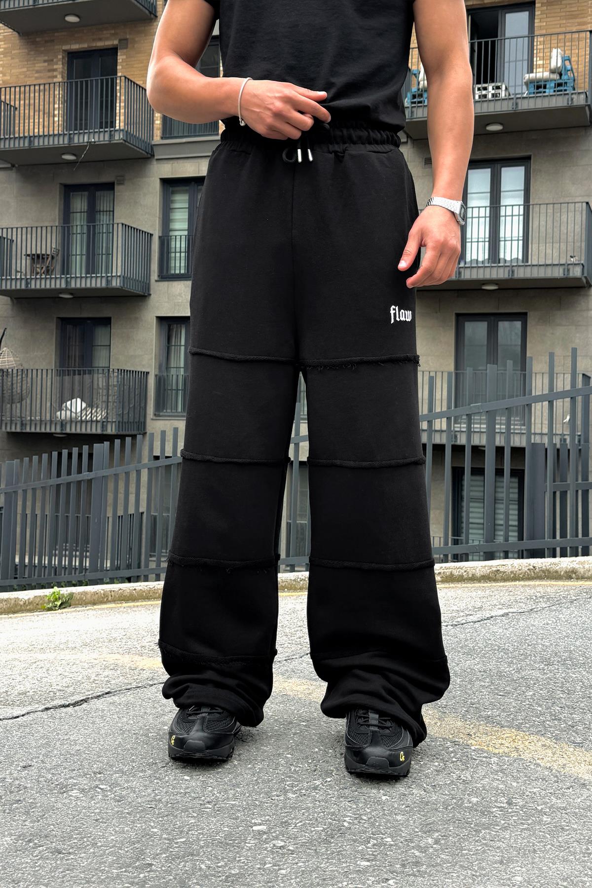 Bad Layers Oversize Sweatpants with Elastic Waistband, Black