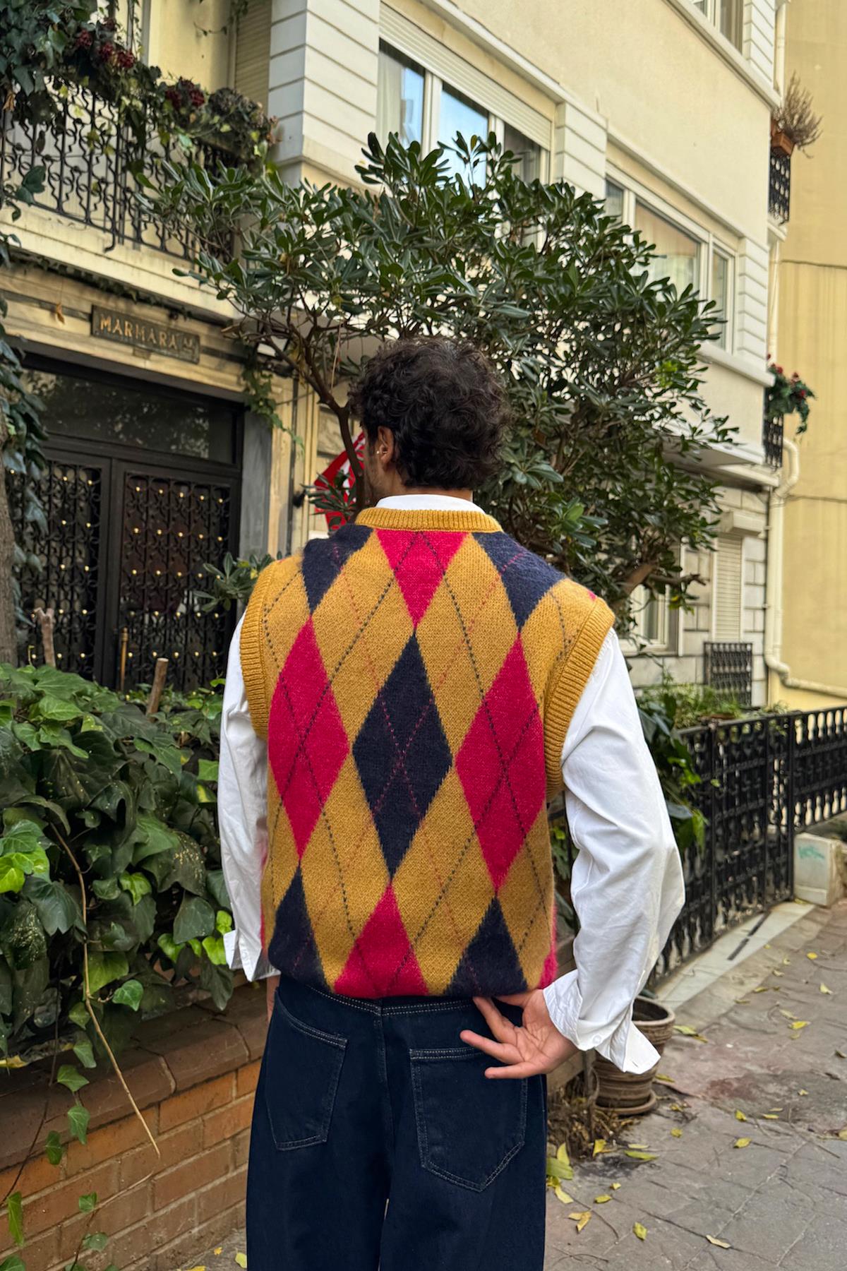 Baklava Pattern Knitted Sweater Camel