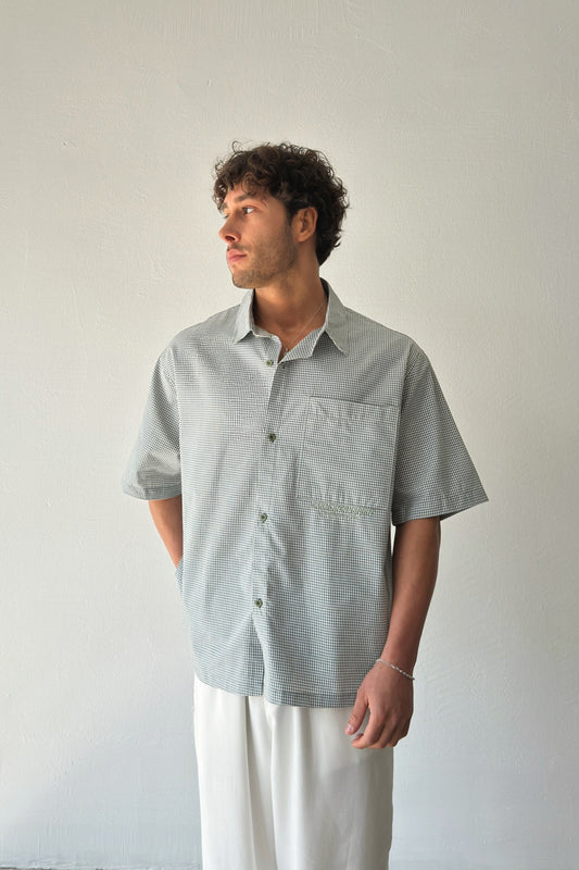 Barmodern Spirit Embroidered Plaid Green Poplin Oversize Shirt