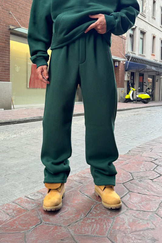 Basic Adjustable Leg Sweatpants Green