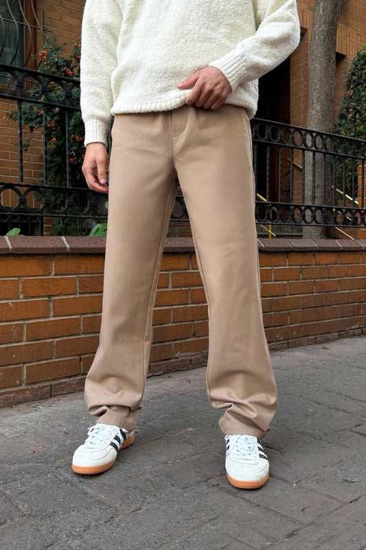 Basic Regular Gabardine Trousers, Mink