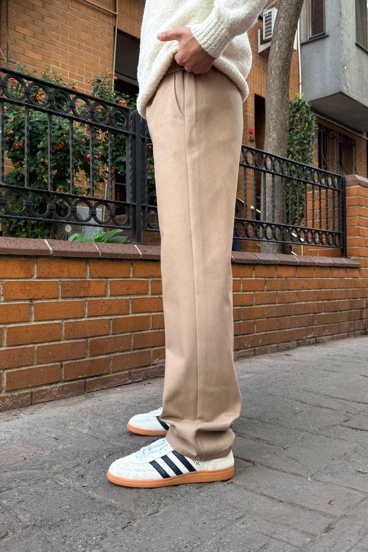 Basic Regular Gabardine Trousers, Mink