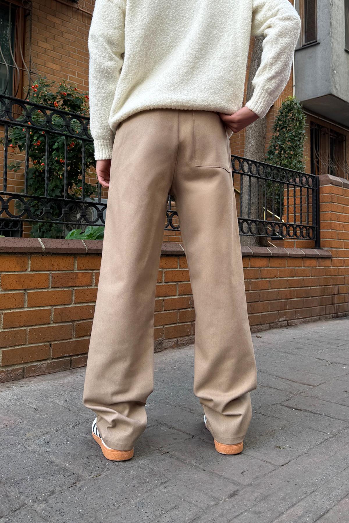 Basic Regular Gabardine Trousers, Mink