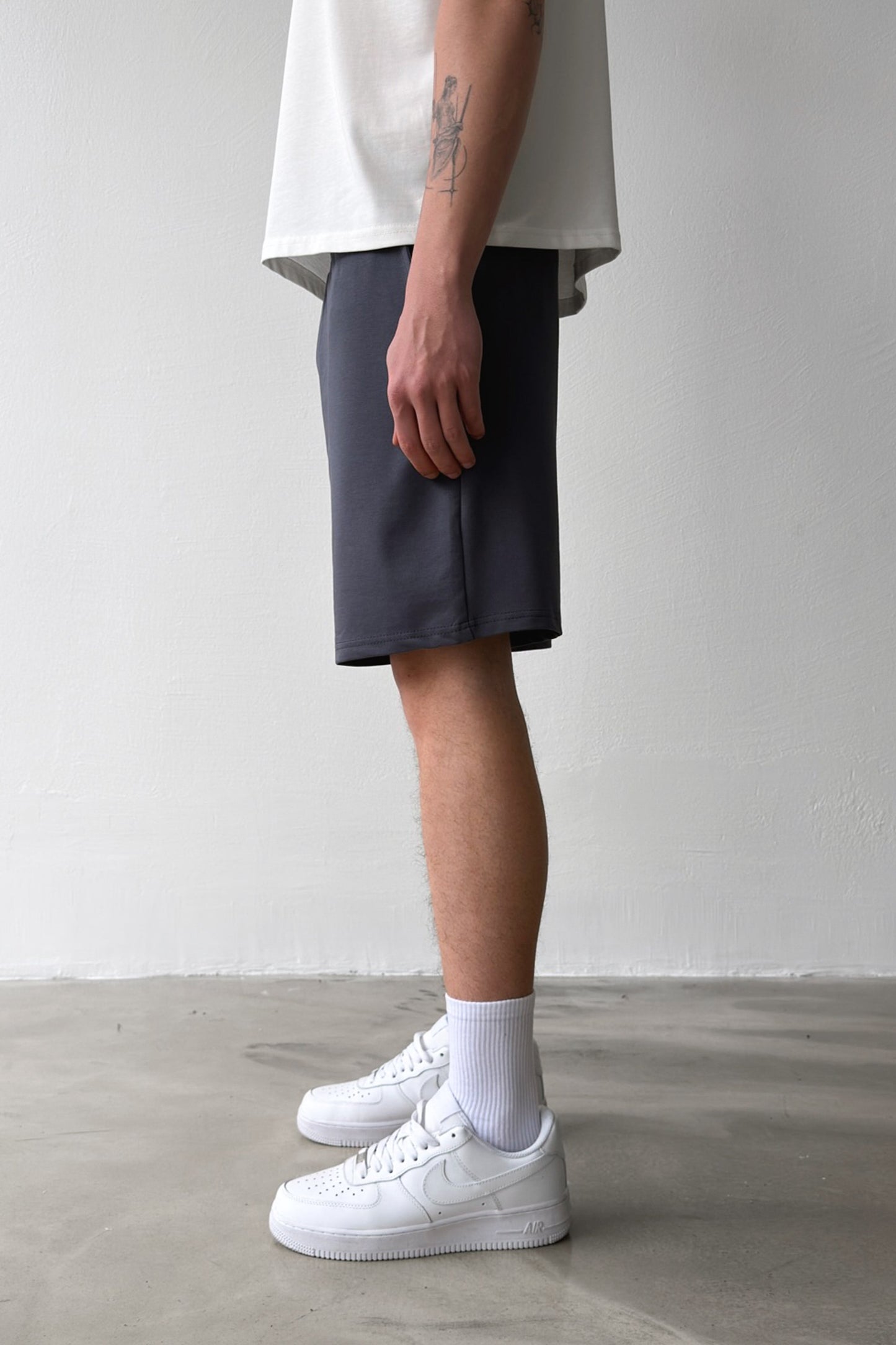 Basic Anthracite Shorts with Elastic Waistband