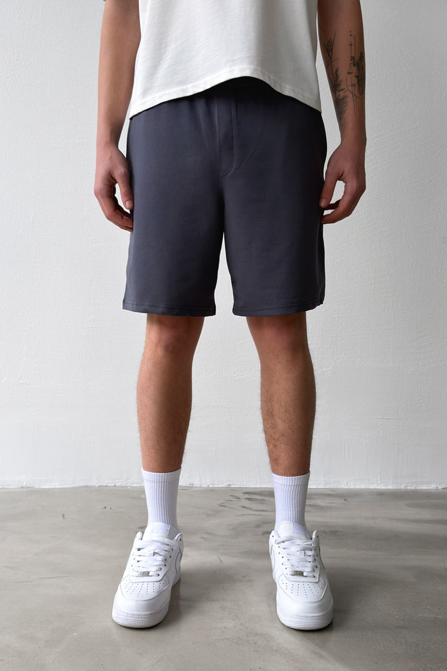 Basic Anthracite Shorts with Elastic Waistband