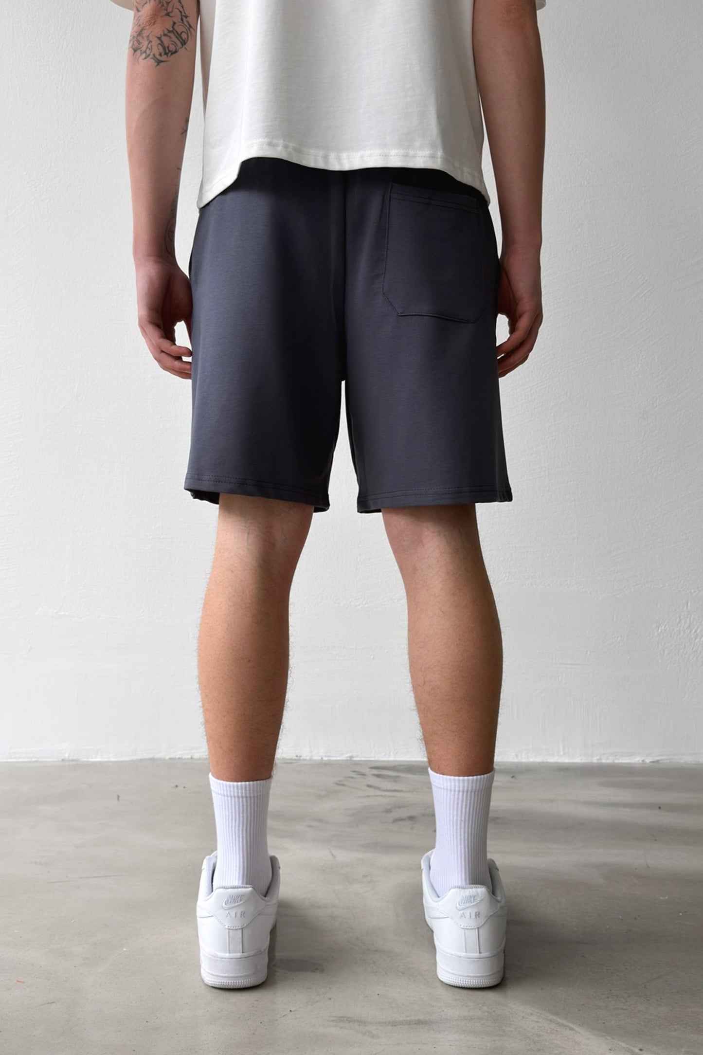 Basic Anthracite Shorts with Elastic Waistband
