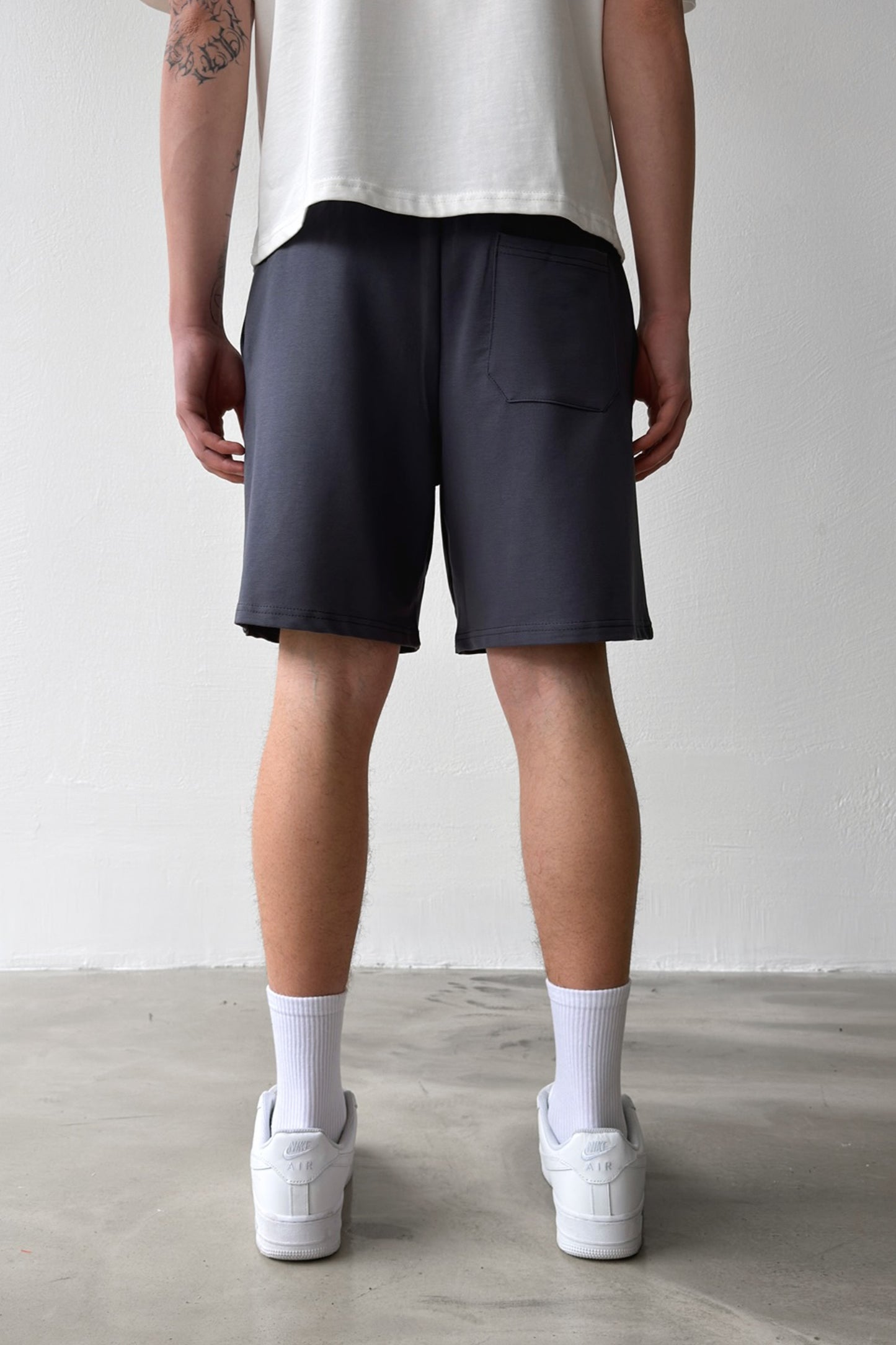 Basic Anthracite Shorts with Elastic Waistband