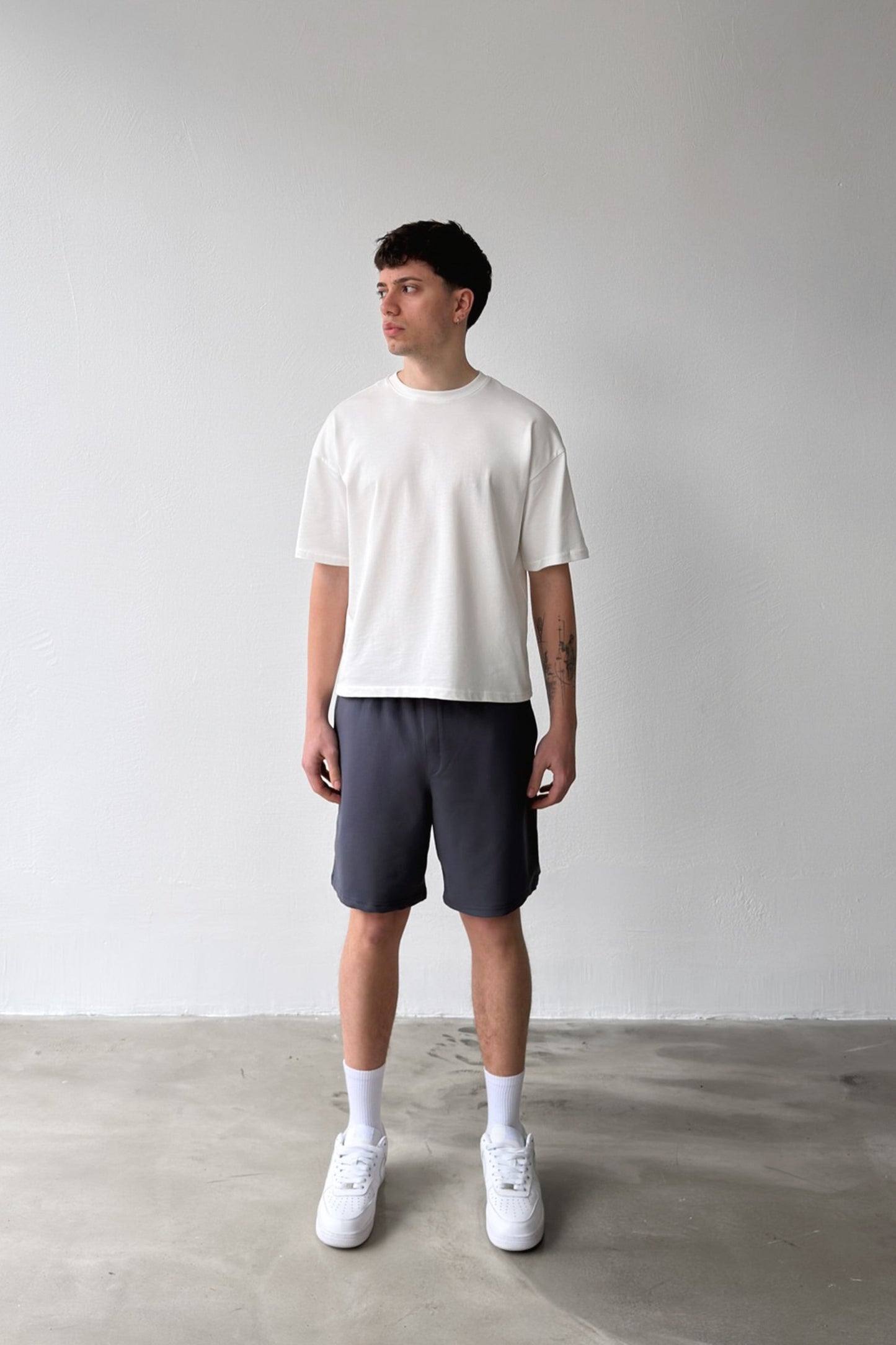 Basic Anthracite Shorts with Elastic Waistband