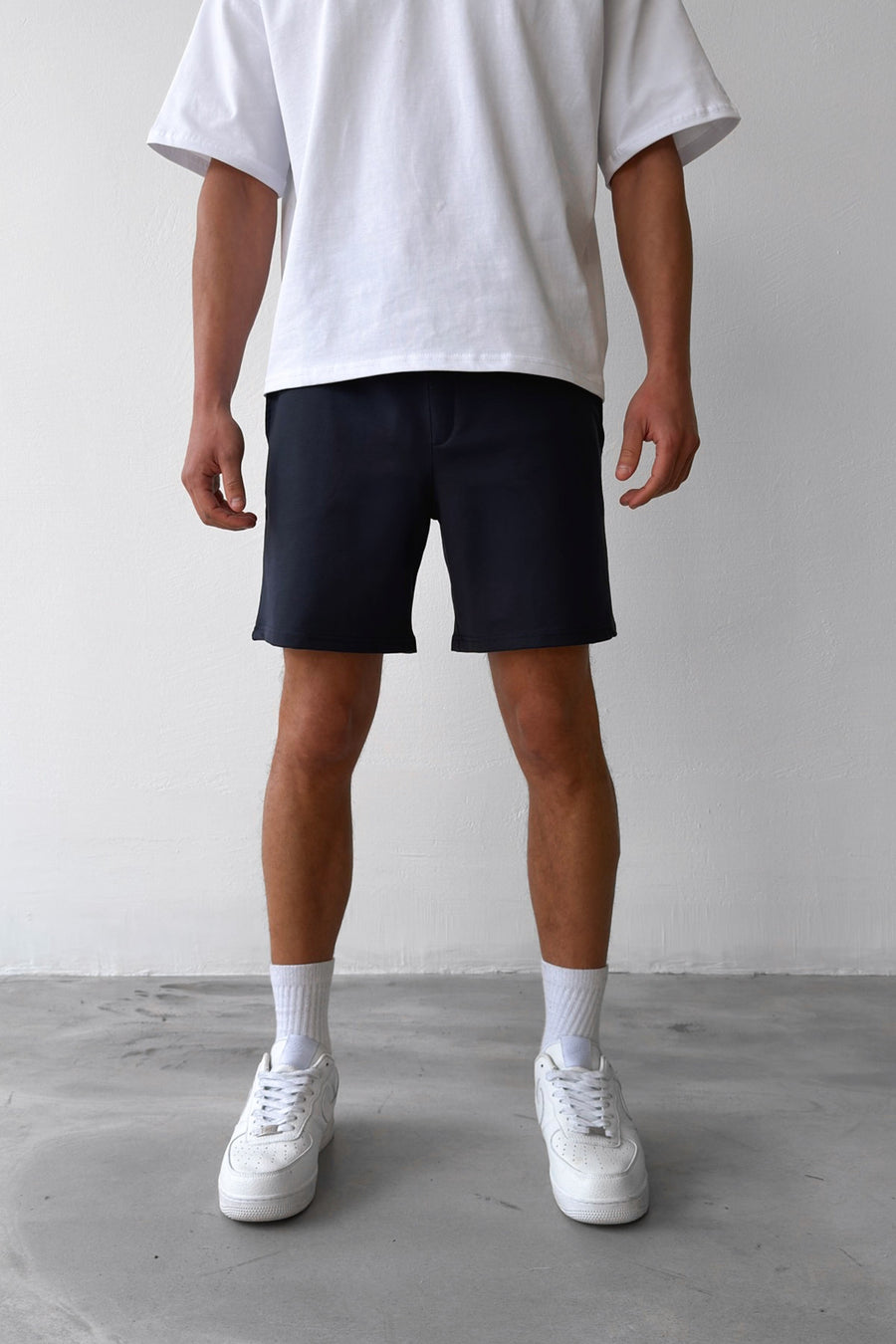 Basic Navy Shorts with Elastic Waistband