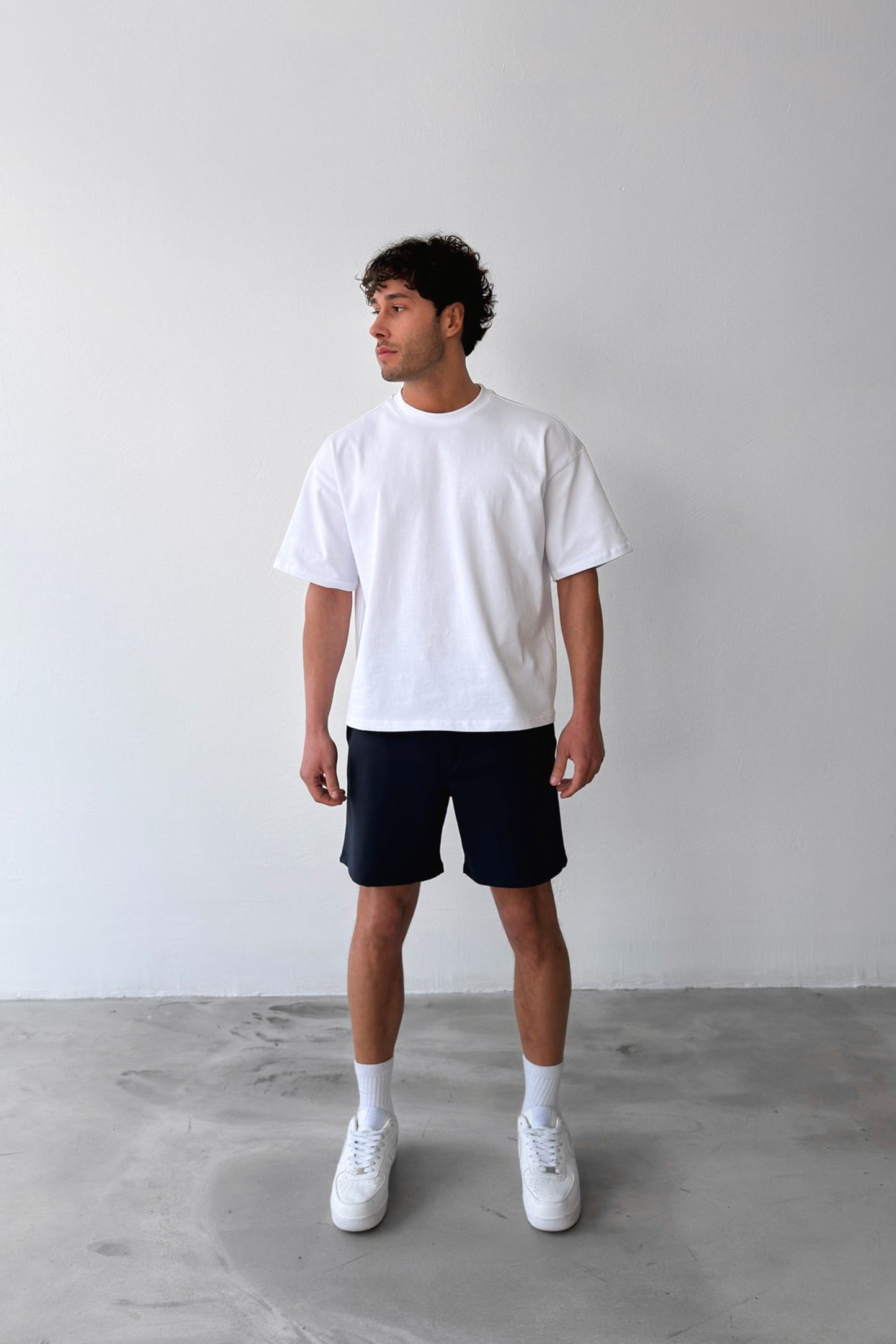 Basic Navy Shorts with Elastic Waistband