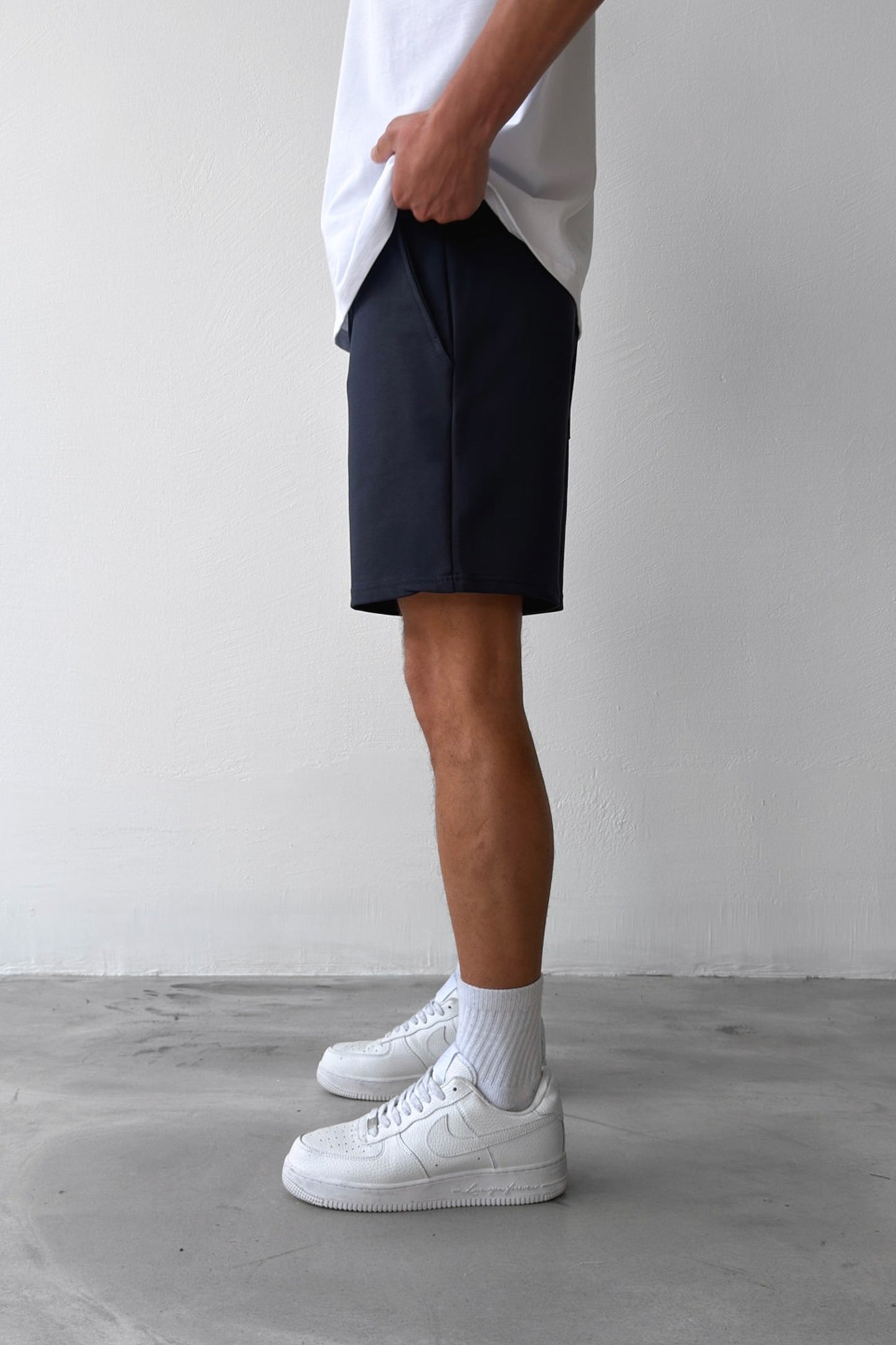 Basic Navy Shorts with Elastic Waistband