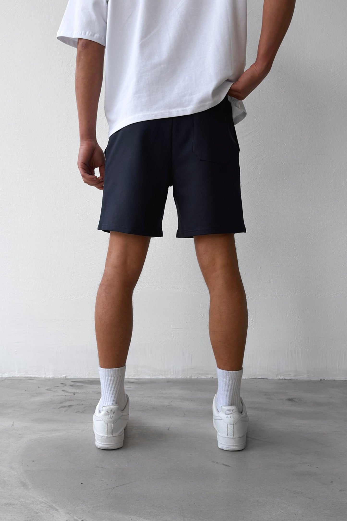 Basic Navy Shorts with Elastic Waistband
