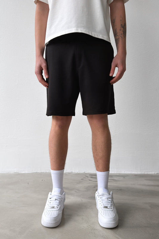 Basic Black Shorts with Elastic Waistband