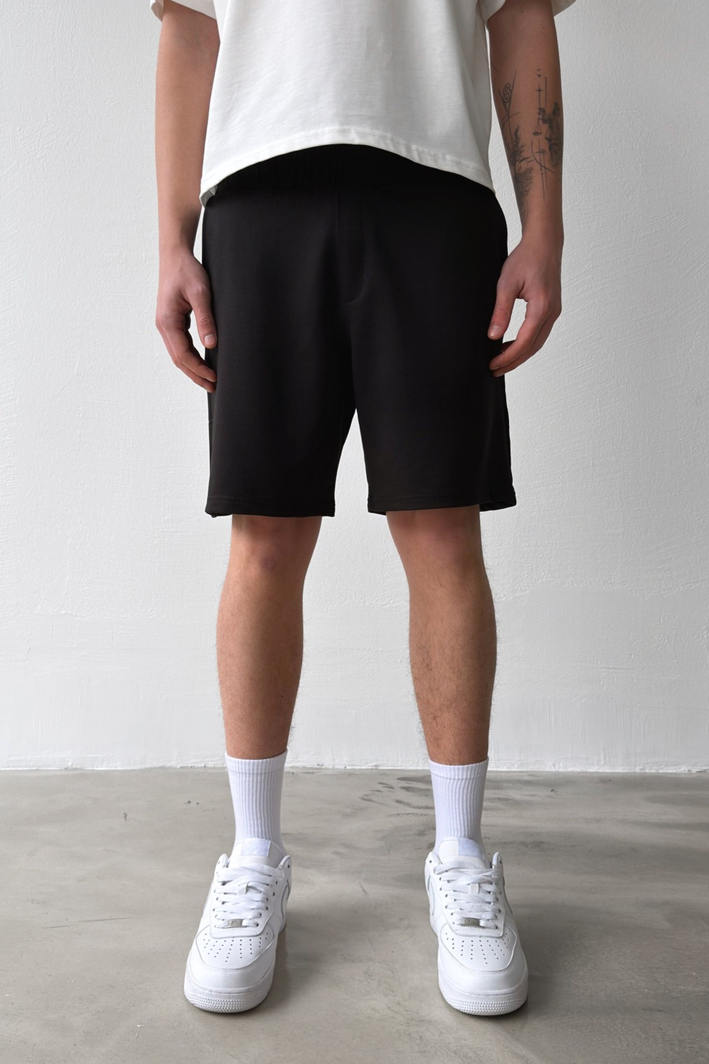Basic Black Shorts with Elastic Waistband