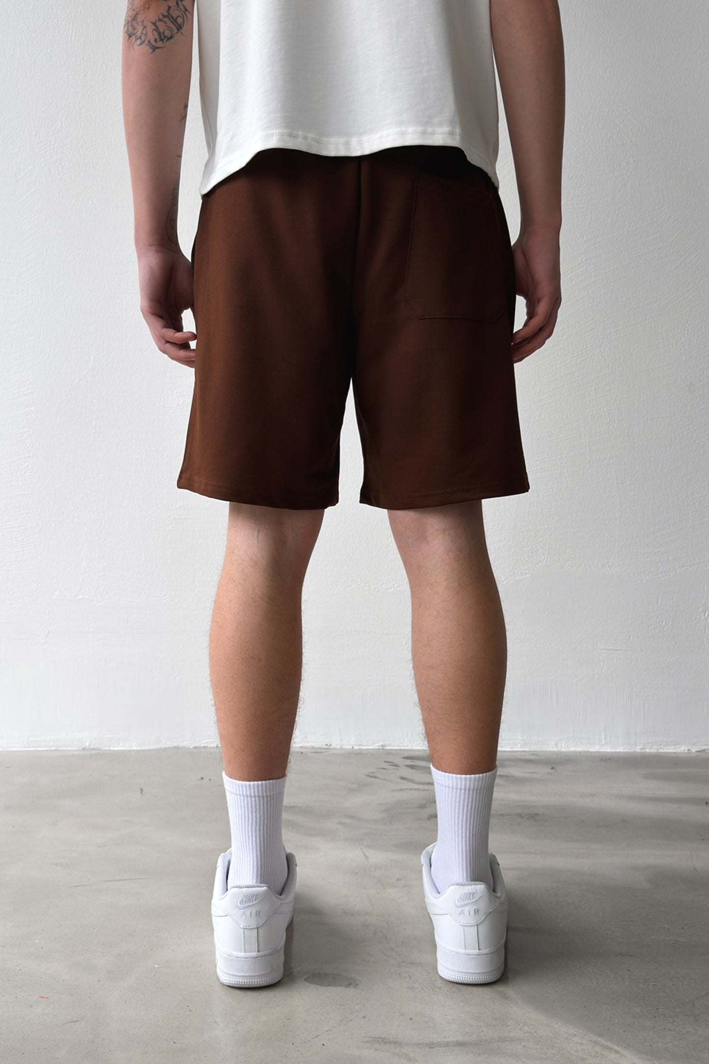 Basic Brown Shorts with Elastic Waistband