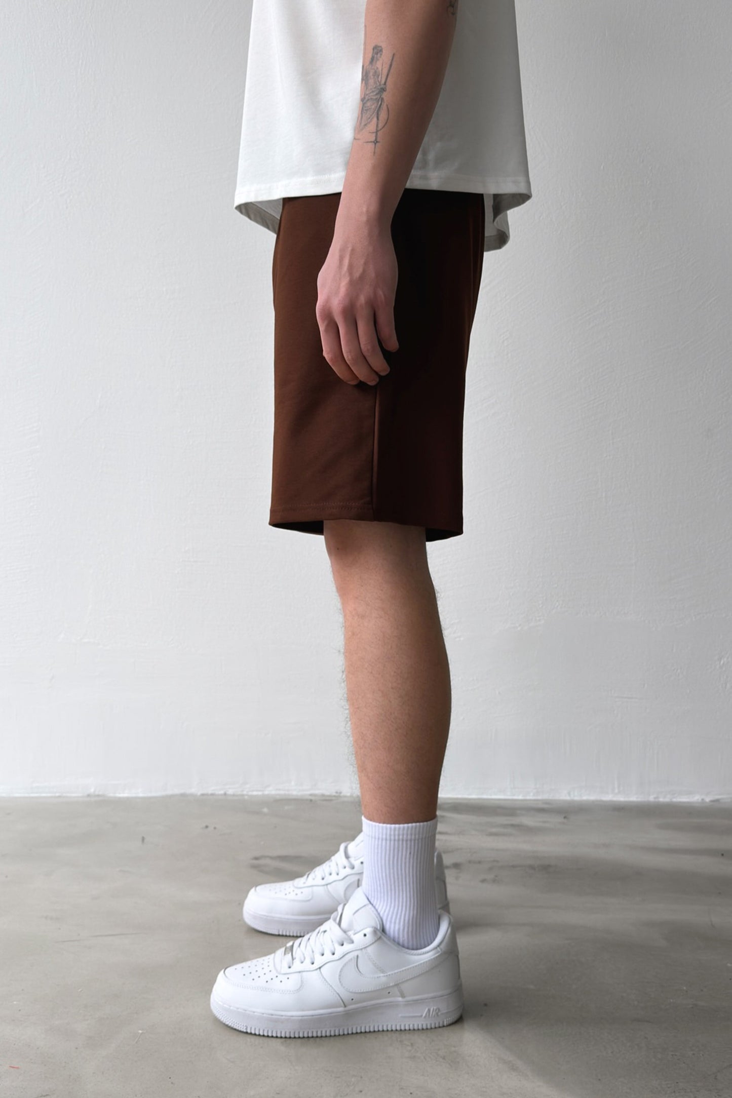Basic Brown Shorts with Elastic Waistband