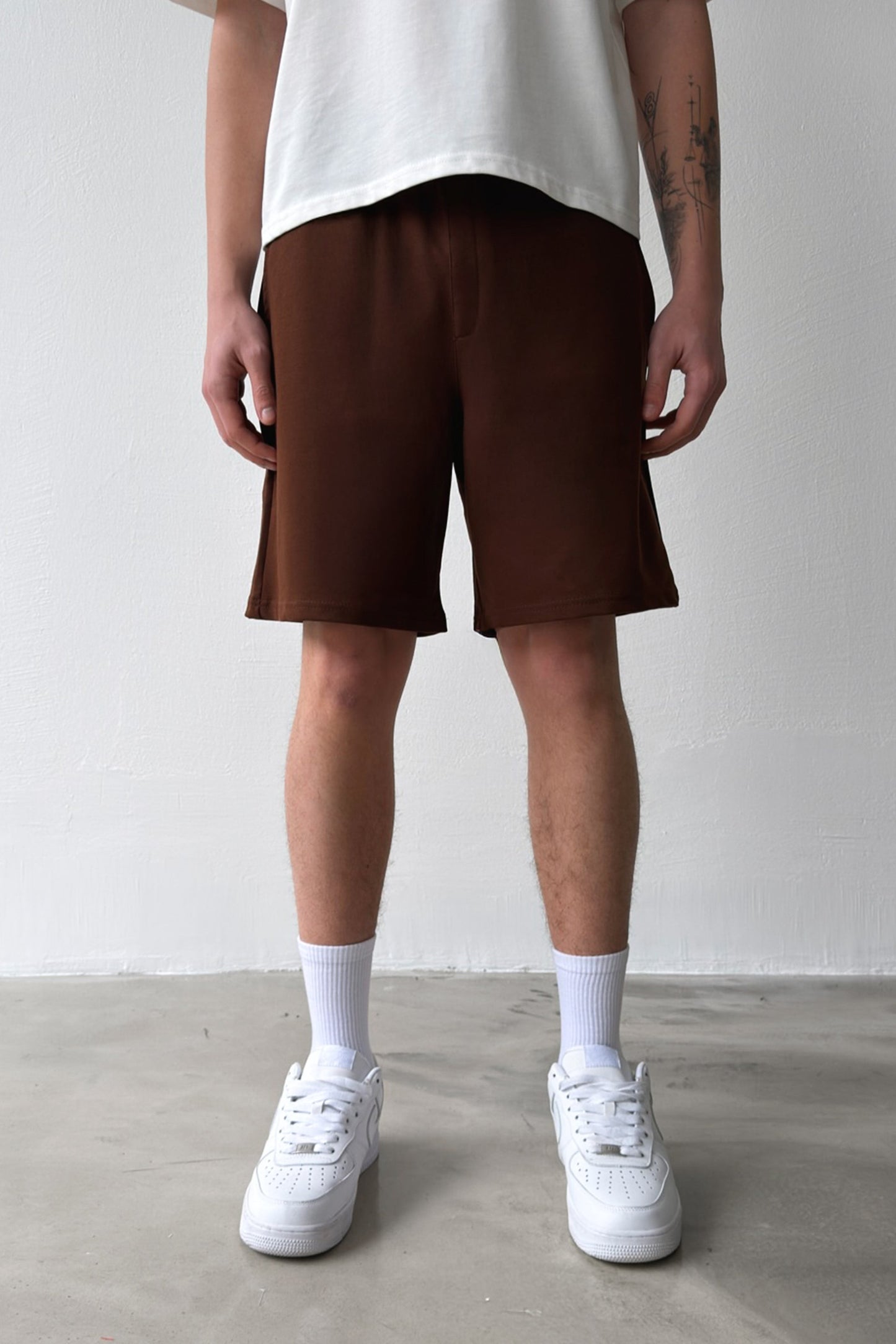 Basic Brown Shorts with Elastic Waistband