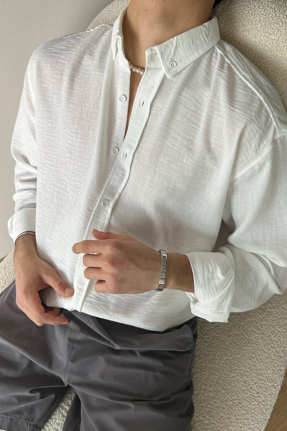 Chill Cozy Relax Fit Shirt White