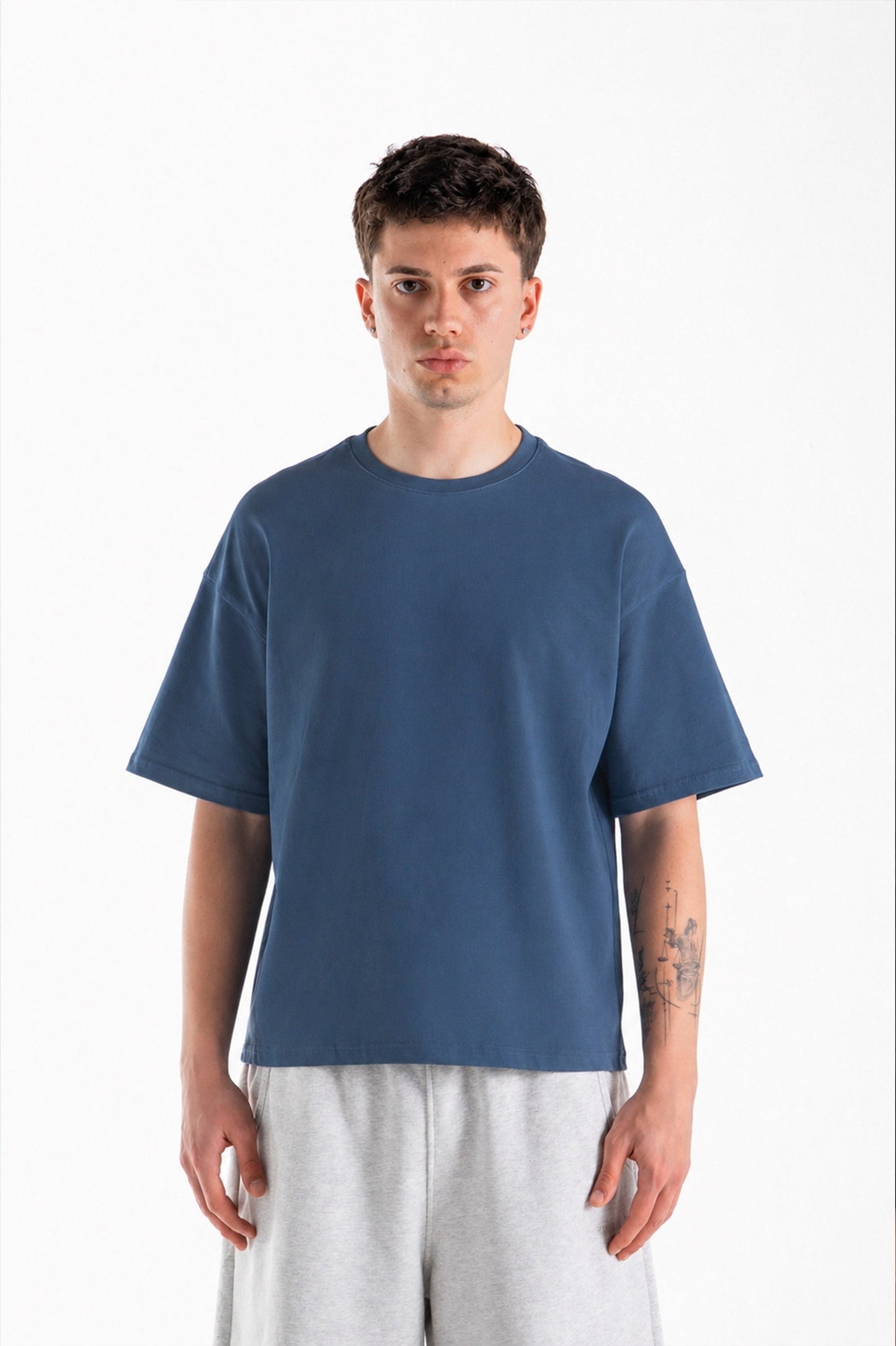 Basic Boxy Fit Indigo T-Shirt