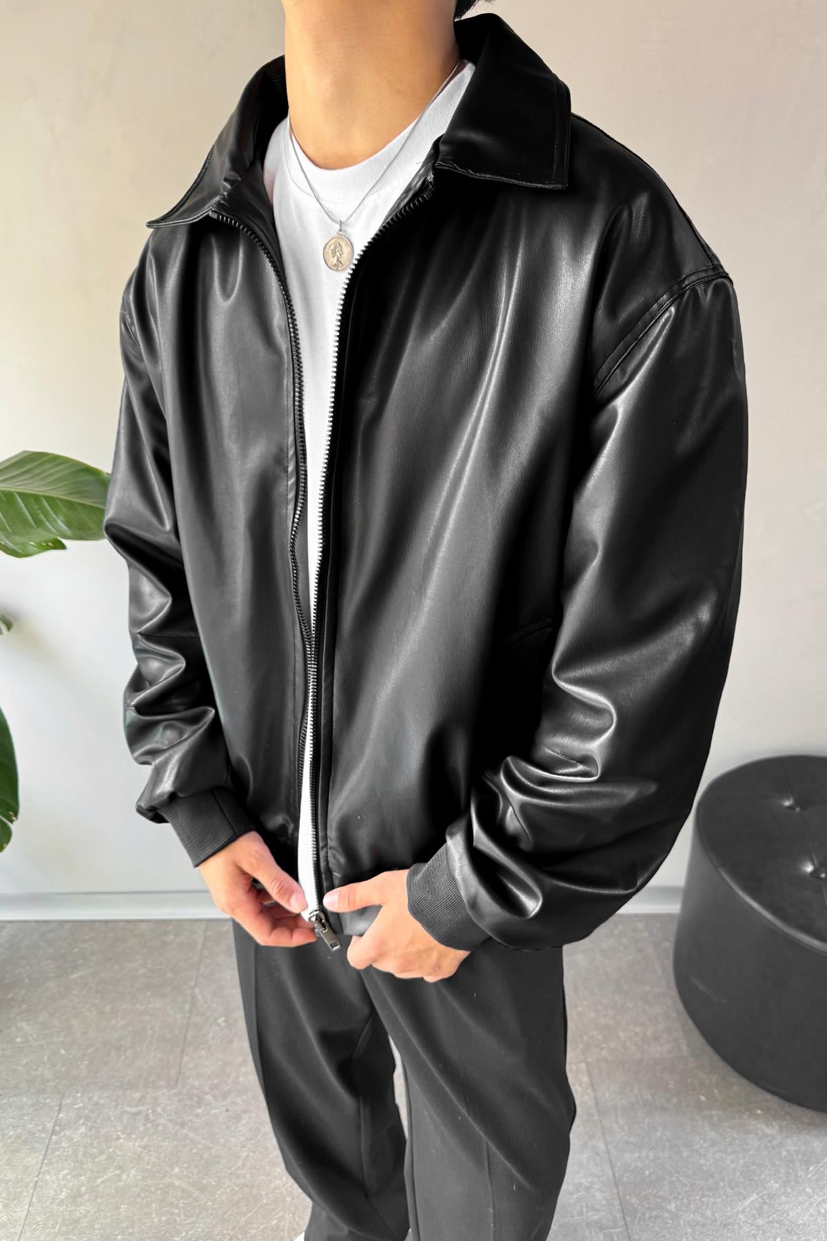 Basic Leather Jacket Black