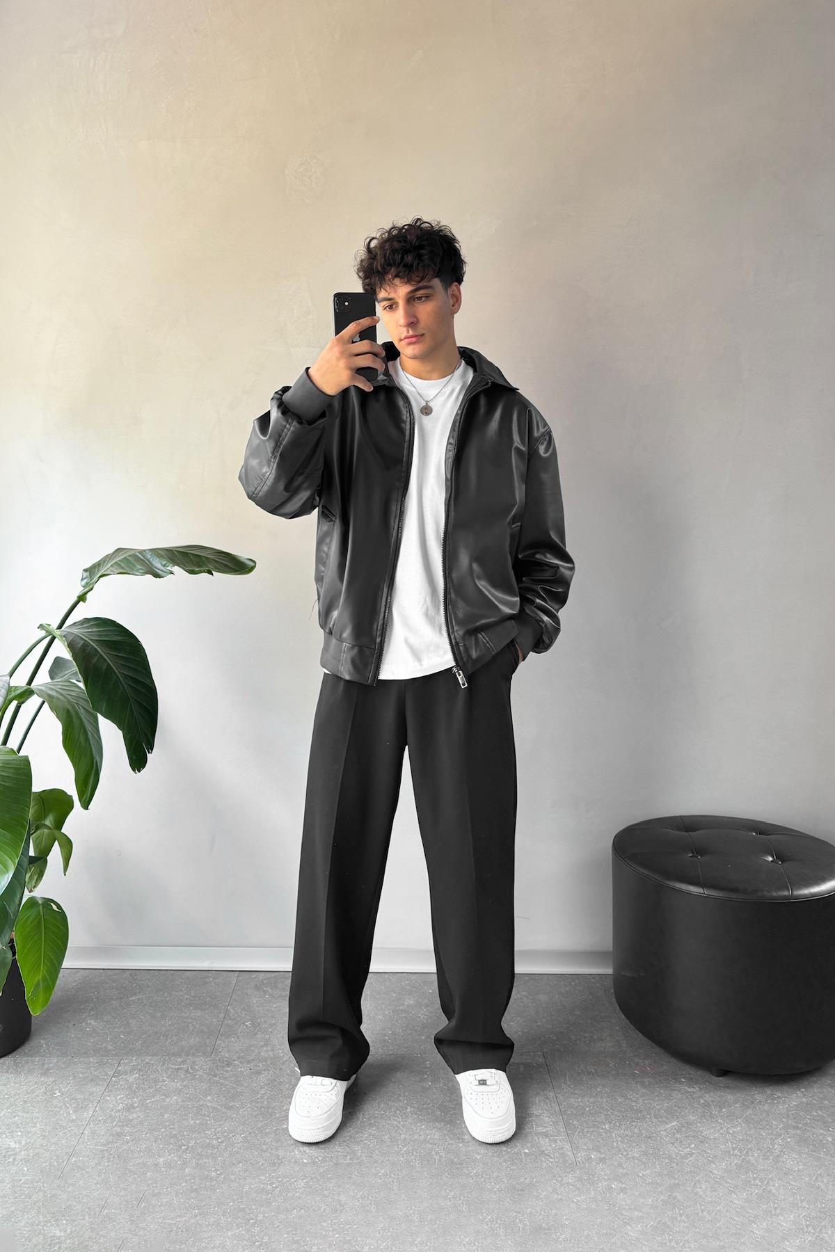 Basic Leather Jacket Black