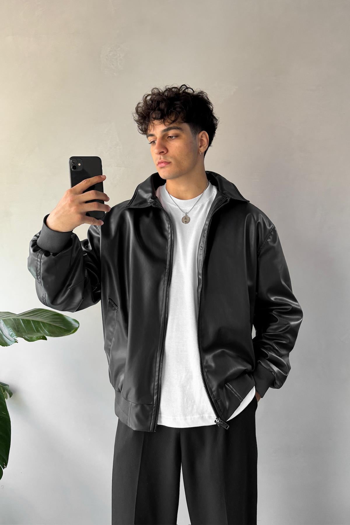 Basic Leather Jacket Black