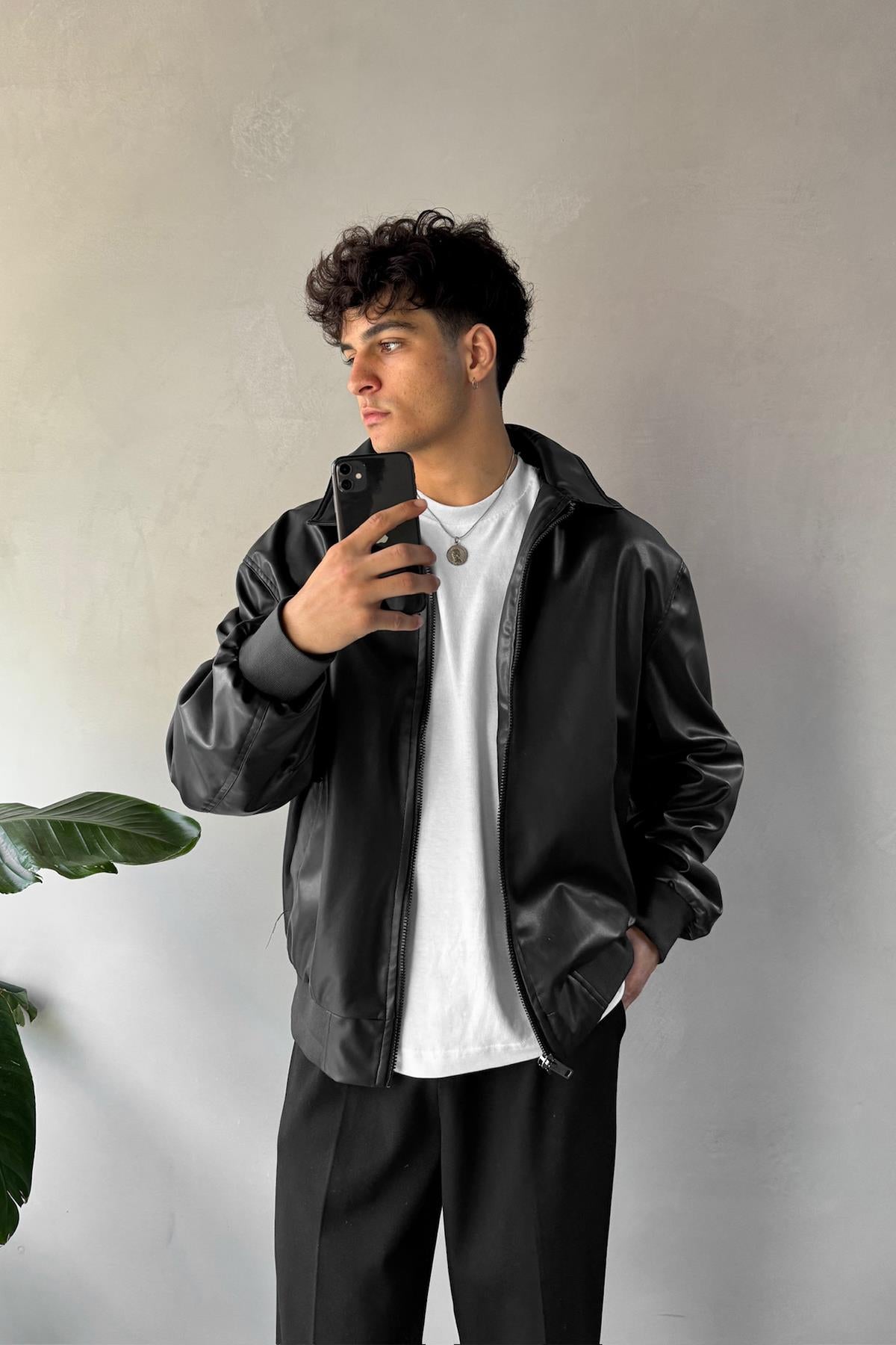 Basic Leather Jacket Black