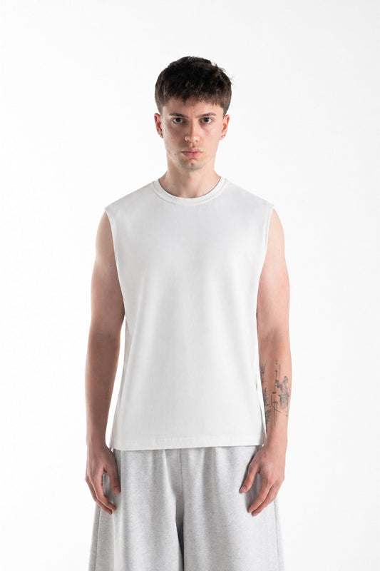 Basic Off-White Sleeveless Tank Top