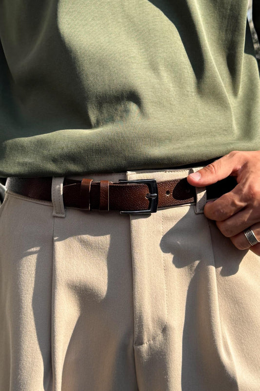 Basic Thin Leather Belt Brown