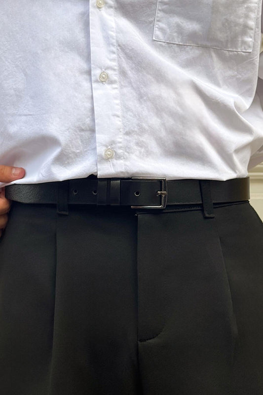 Basic Thin Leather Belt Black