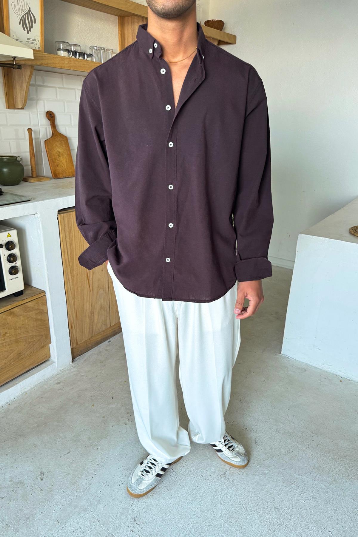 Basic Linen Shirt Brown