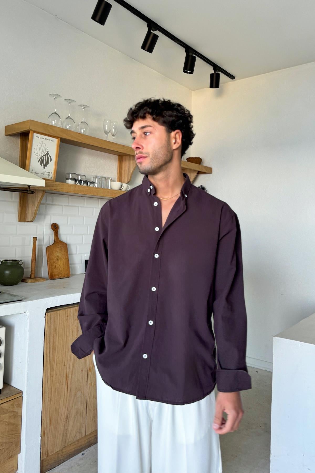Basic Linen Shirt Brown
