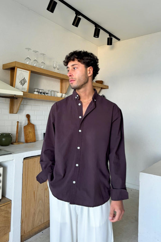 Basic Linen Shirt Brown
