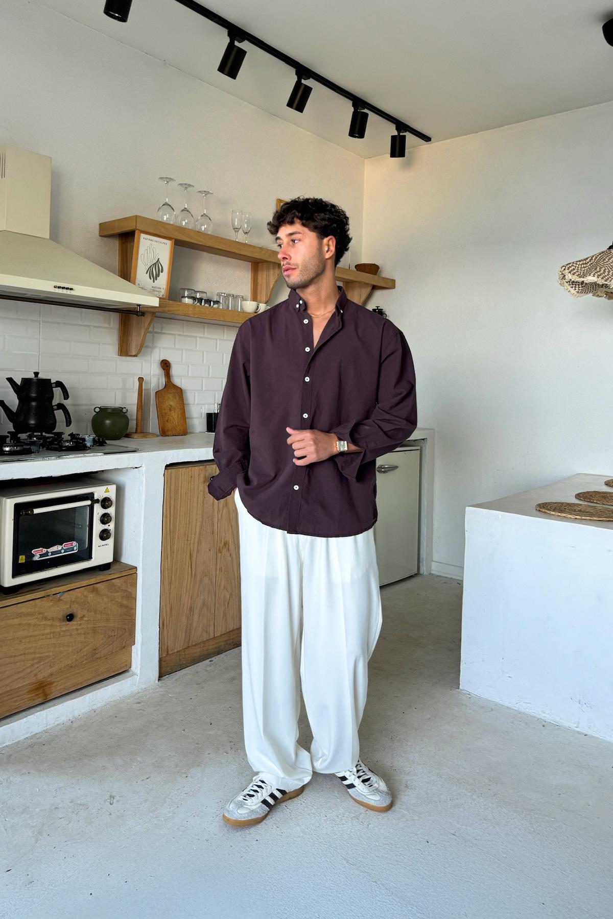 Basic Linen Shirt Brown