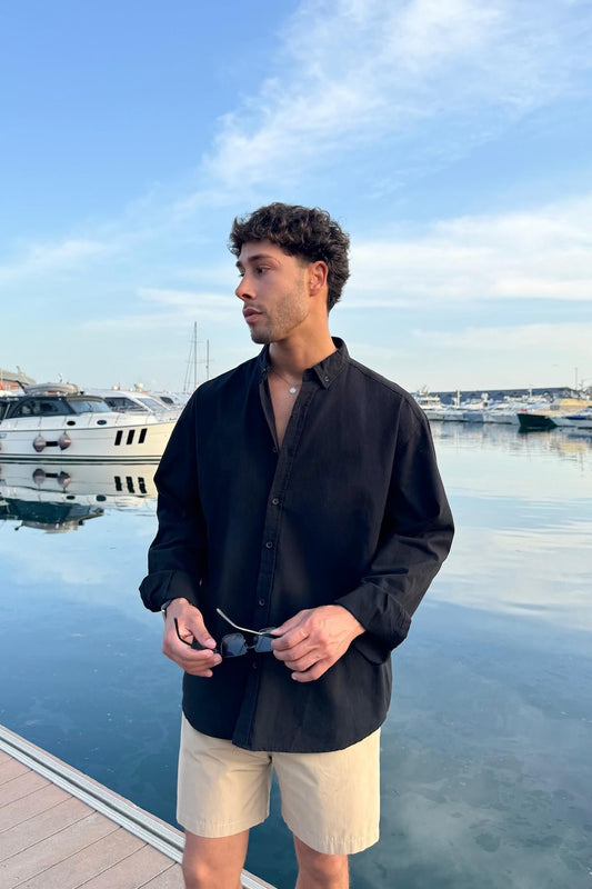 Basic Linen Shirt Black