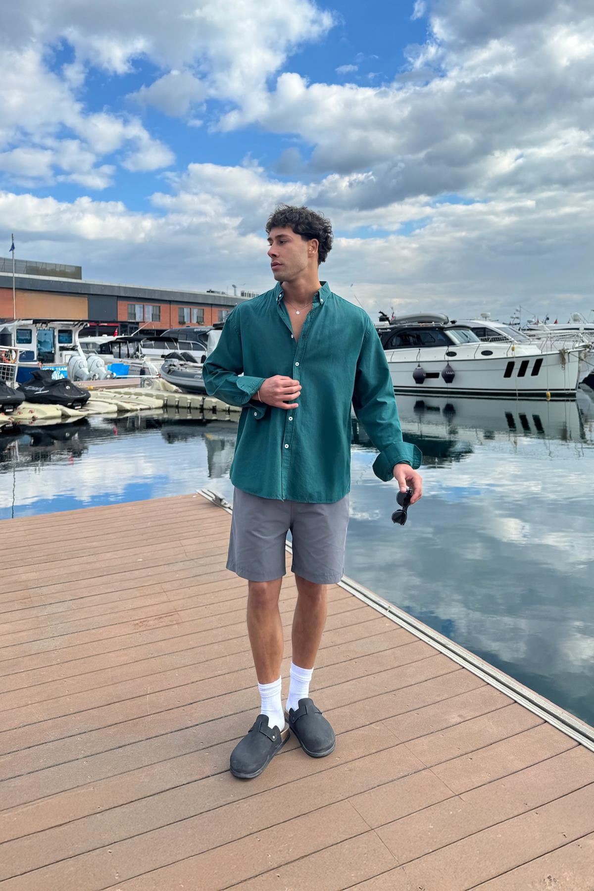 Basic Linen Green Shirt