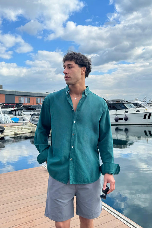 Basic Linen Green Shirt Green