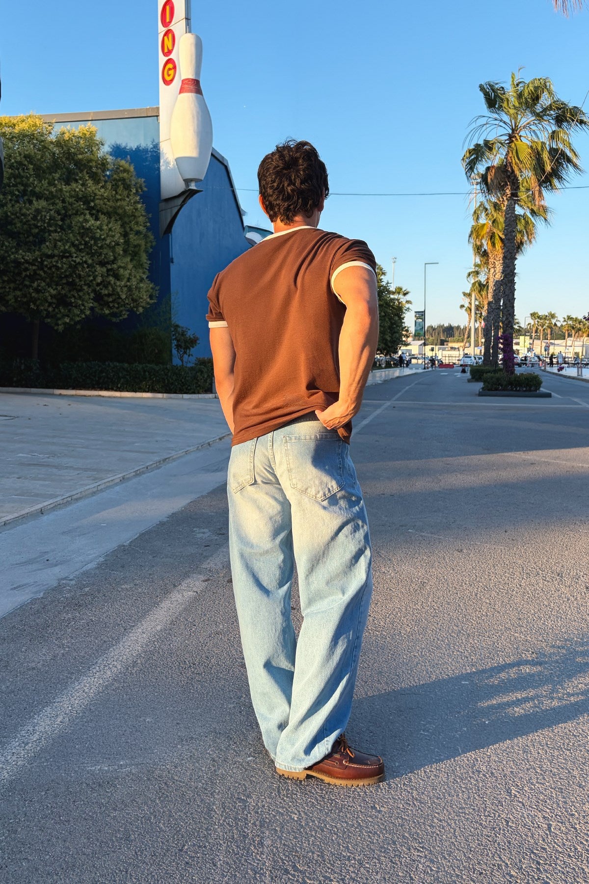 Brown Ecru Ringer Tee