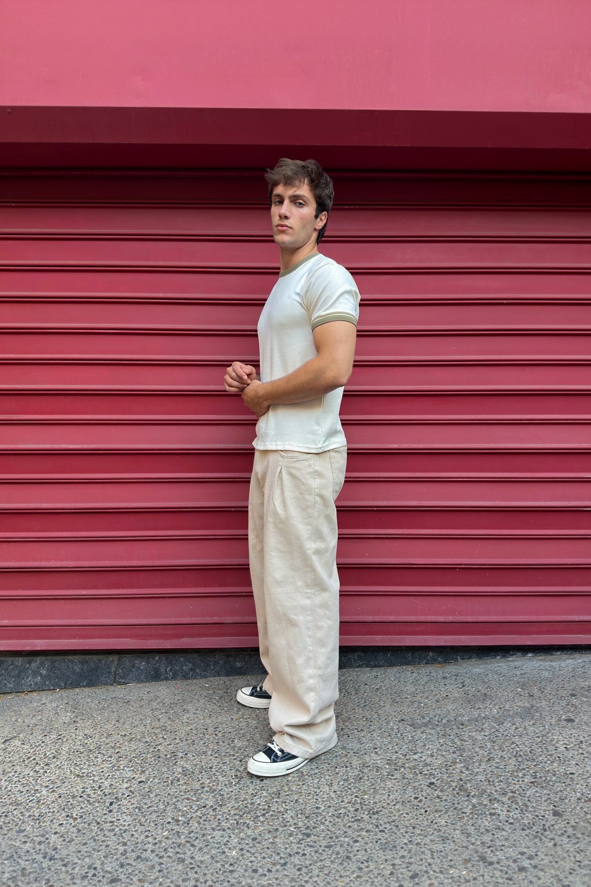 Ecru Khaki Ringer Tee