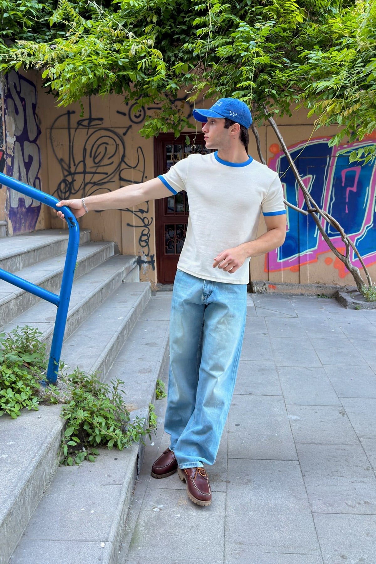 Ecru Blue Ringer Tee