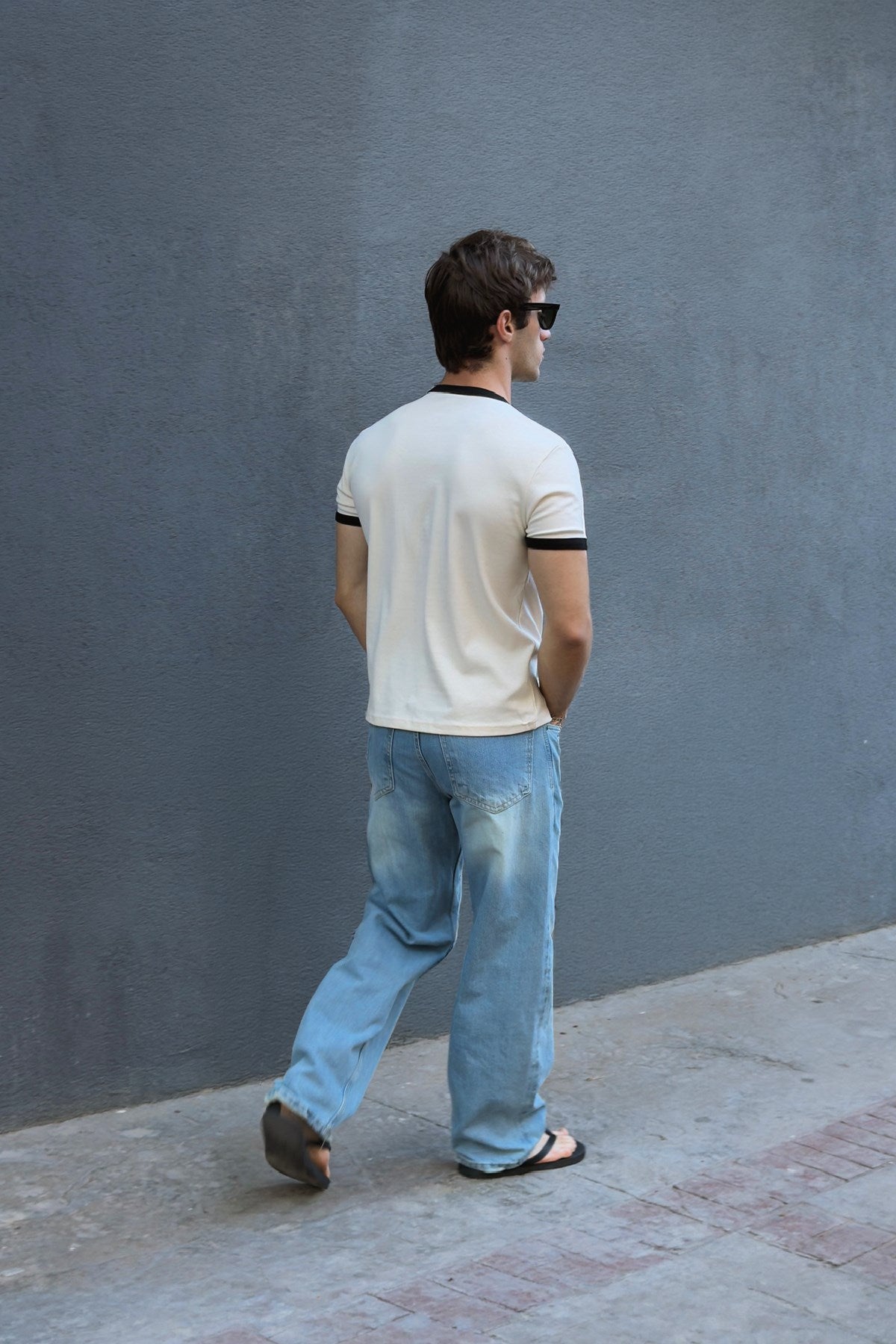 Ecru Black Ringer Tee