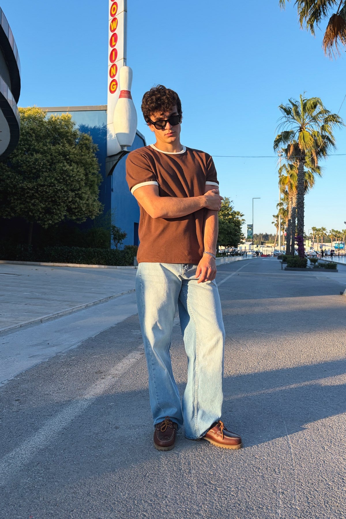 Brown Ecru Ringer Tee