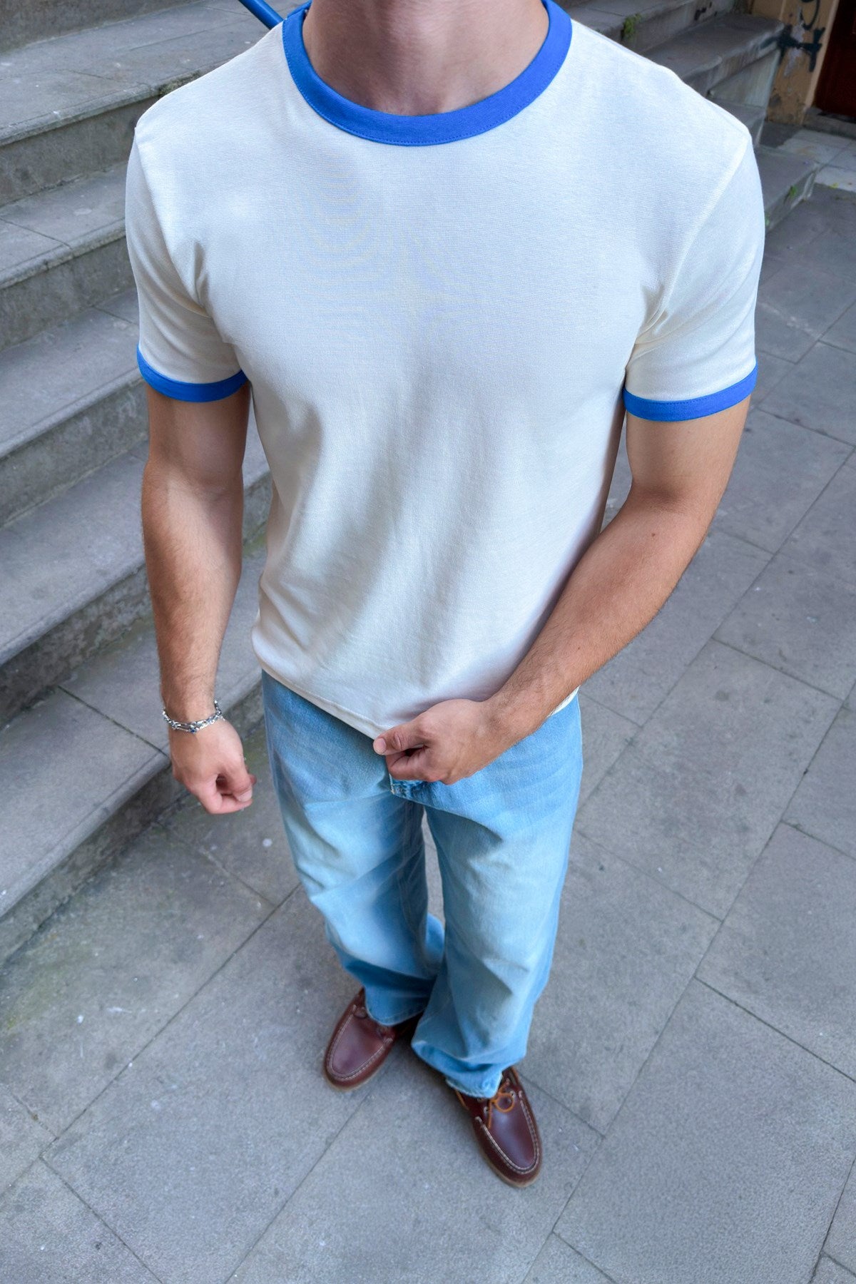 Ecru Blue Ringer Tee