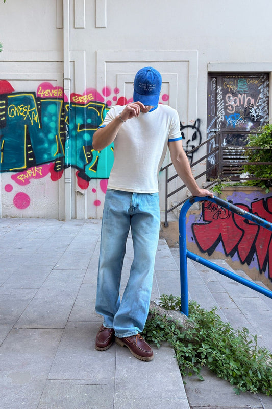 Ecru Blue Ringer Tee