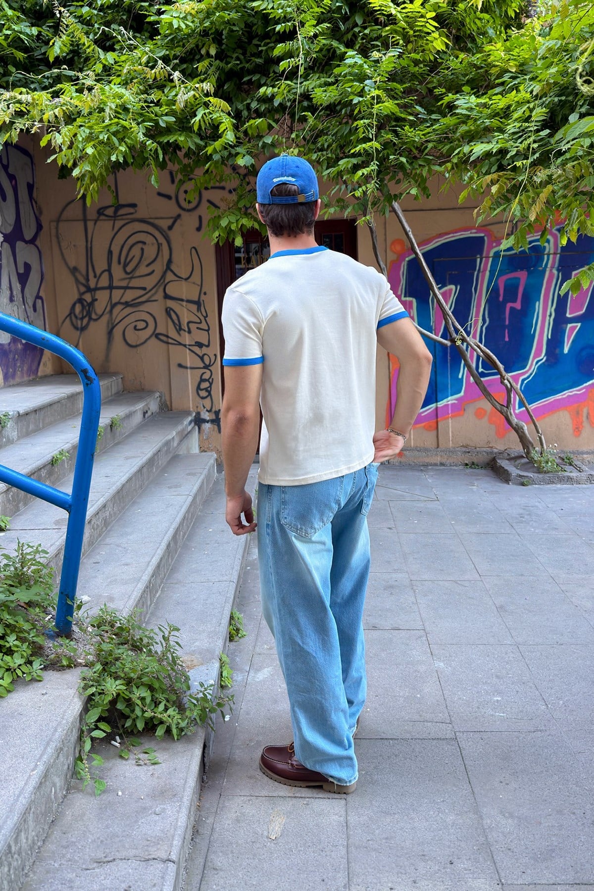 Ecru Blue Ringer Tee