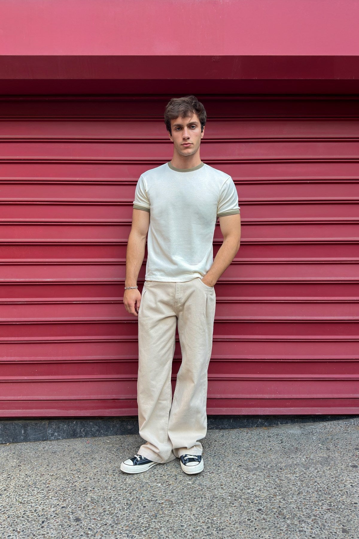 Ecru Khaki Ringer Tee